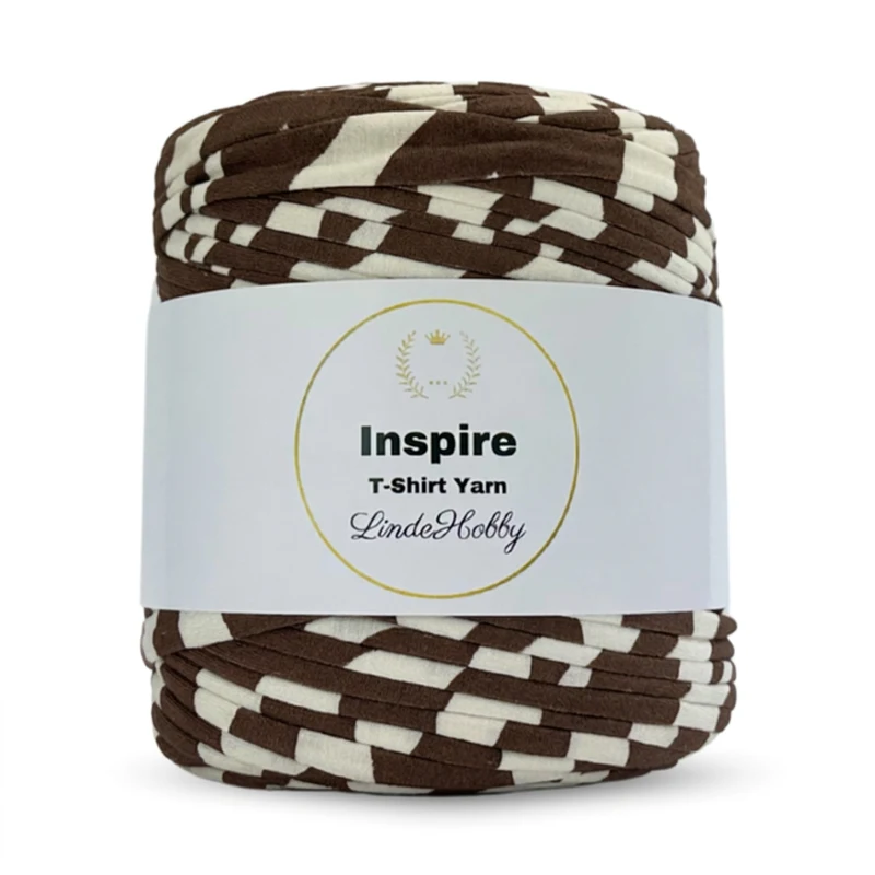 LindeHobby Inspire Print 50 Blanco crudo con rayas marrón oscuro anchas