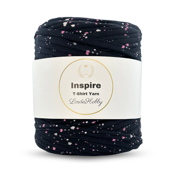 LindeHobby Inspire Print 22 Negro con pequeñas estrellas y corazones