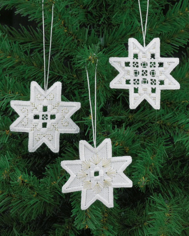 Kit de bordado Hardanger estrellas x3 7,5x7,5 cm