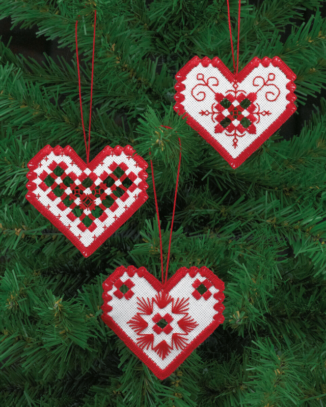 Kit de bordado Hardanger corazón rojo x3 7,5x8 cm