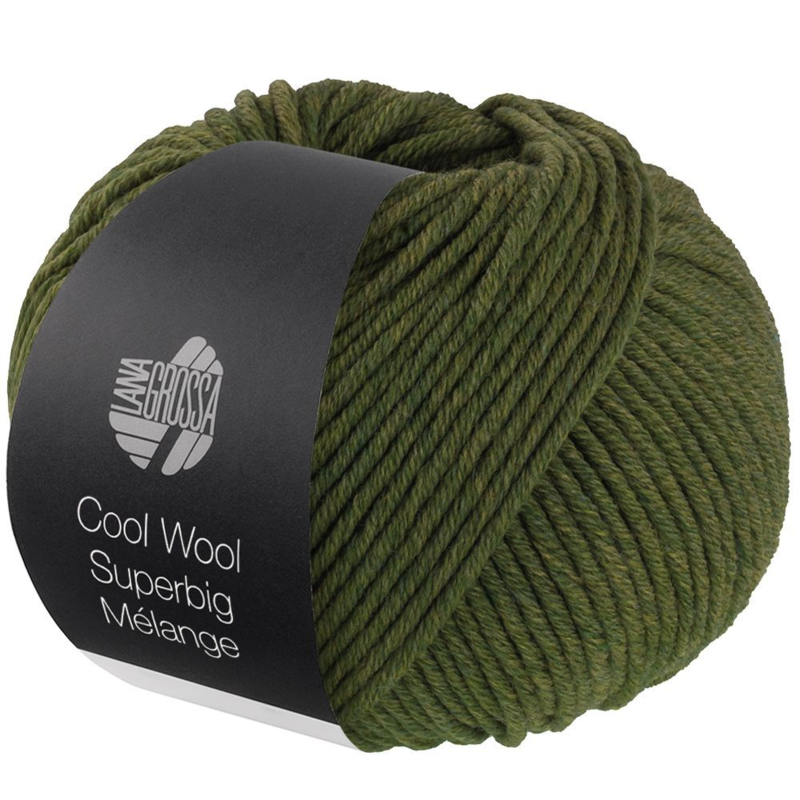 Lana Grossa Cool Wool Superbig 212 Verde oliva jaspeado