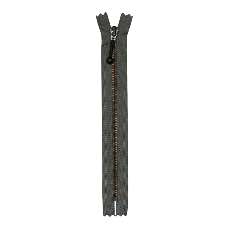 YKK Cremallera Fija Latón Antiguo 4 mm 17 cm 135 Gris medio