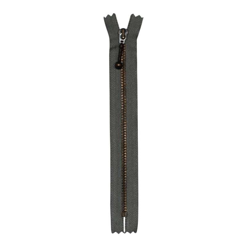 YKK Cremallera Fija Latón Antiguo 4 mm 23 cm 135 Gris medio