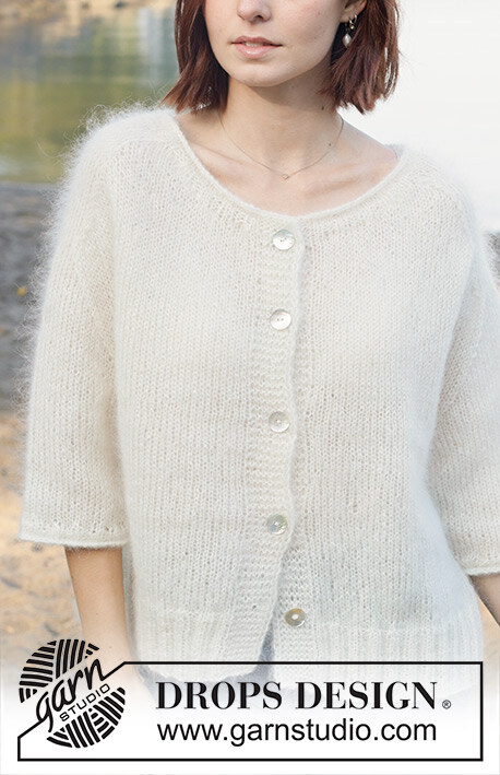 258-18 Wispy Dandelion Cardigan by DROPS Design
