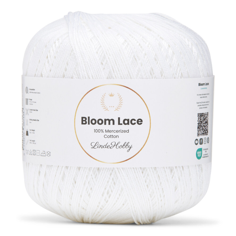 LindeHobby Bloom Lace Mercerized Cotton 02 Blanco
