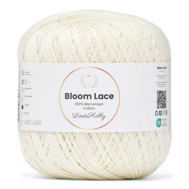 LindeHobby Bloom Lace Mercerized Cotton 30 Blanco natural