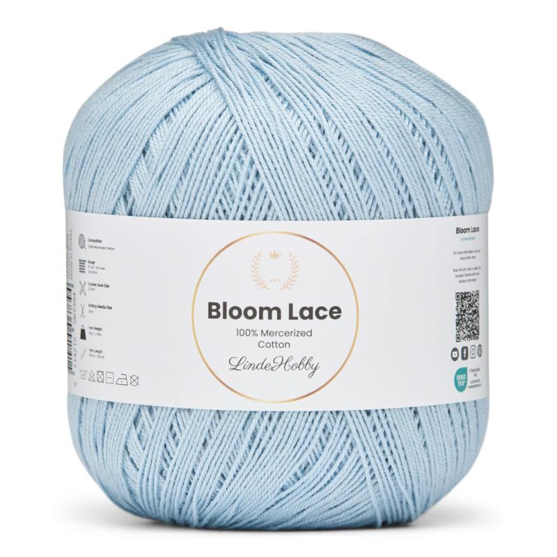 LindeHobby Bloom Lace Mercerized Cotton 28 Azul bebé