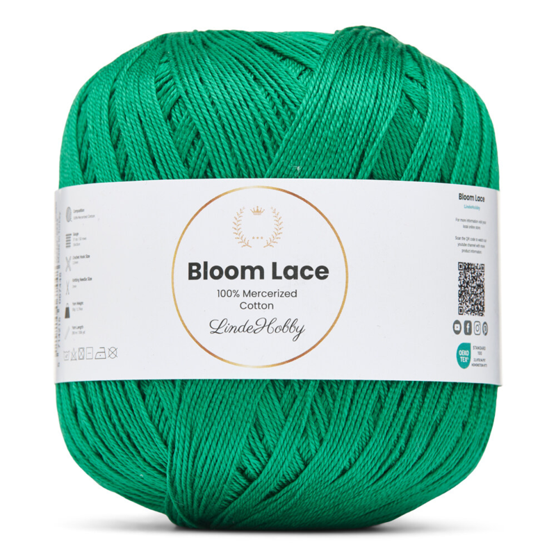 LindeHobby Bloom Lace Mercerized Cotton 33 Verde Benetton