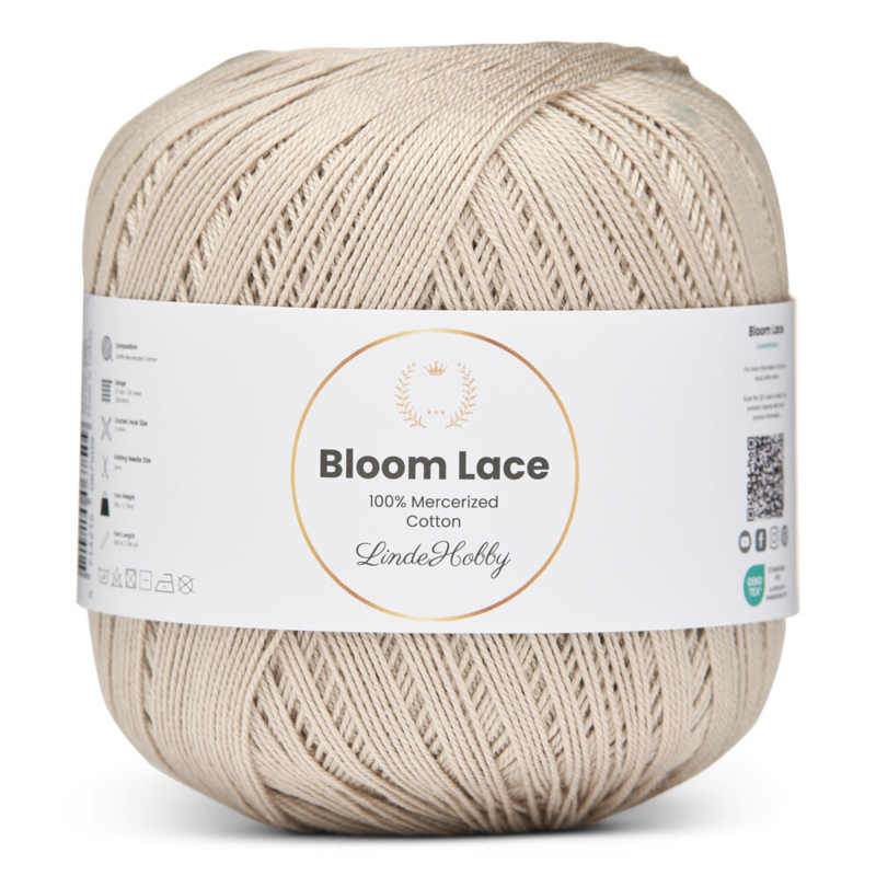 LindeHobby Bloom Lace Mercerized Cotton 39 Gris perla