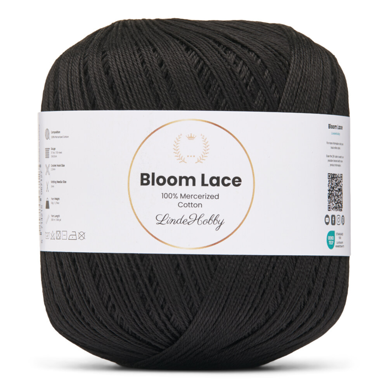 LindeHobby Bloom Lace Mercerized Cotton 01 Negro