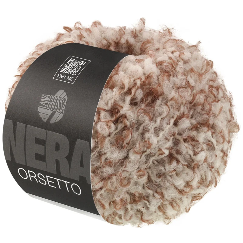 Lana Grossa Orsetto 104 Marrón/Blanco crudo
