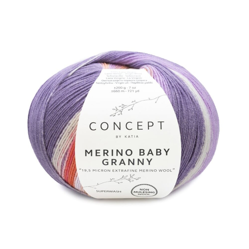 Katia Concept Merino Baby Granny 500 Lila-gris rosado