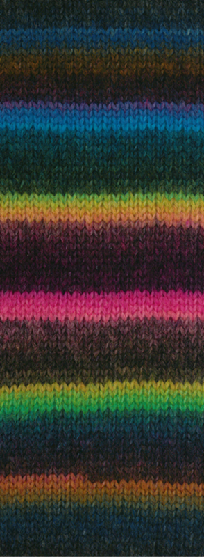 Lana Grossa Bomba 01 Gris oscuro/mora/naranja/amarillo-/verde oscuro/azul