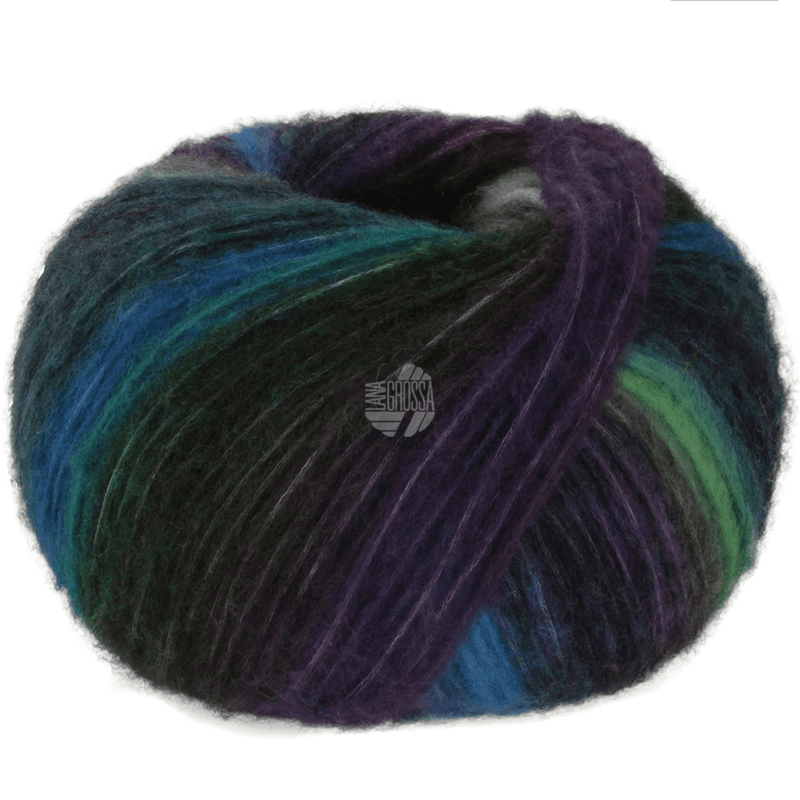 Lana Grossa Bomba 06 Botella-/verde ópalo/berenjena/azul medianoche/oscuro-/azul petróleo