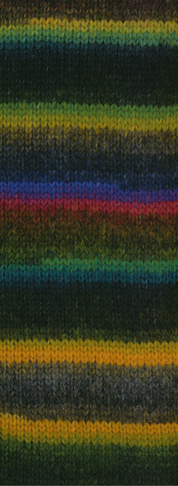 Lana Grossa Bomba 04 Óxido/petróleo oscuro/-oliva/blanco-/verde grisáceo/violeta/mora/amarillo grisáceo