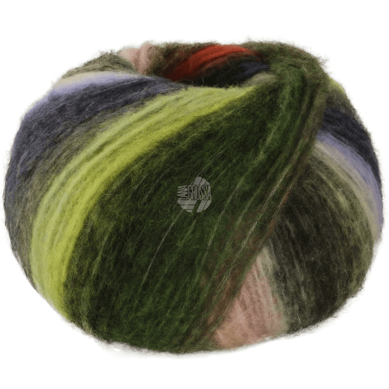 Lana Grossa Bomba 07 Melocotón/blanco-/claro-/verde oscuro/gris petróleo/-marrón/azul turquesa