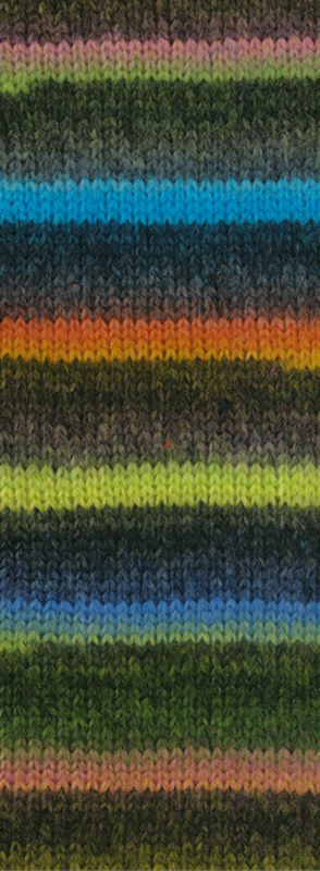 Lana Grossa Bomba 07 Melocotón/blanco-/claro-/verde oscuro/gris petróleo/-marrón/azul turquesa