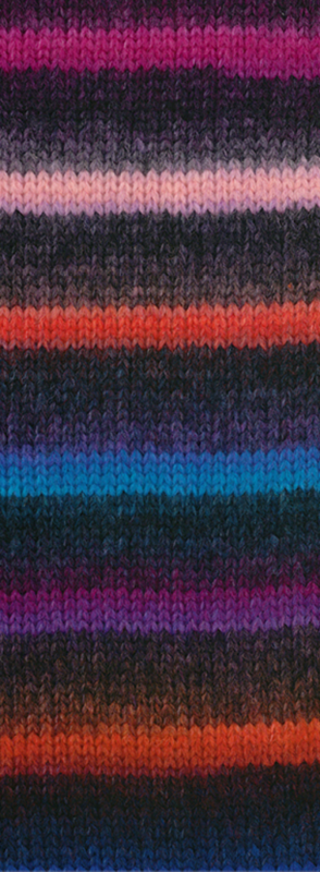 Lana Grossa Bomba 03 Salmón/rojo grisáceo/púrpura oscuro/azul turquesa/azul petróleo/azul real