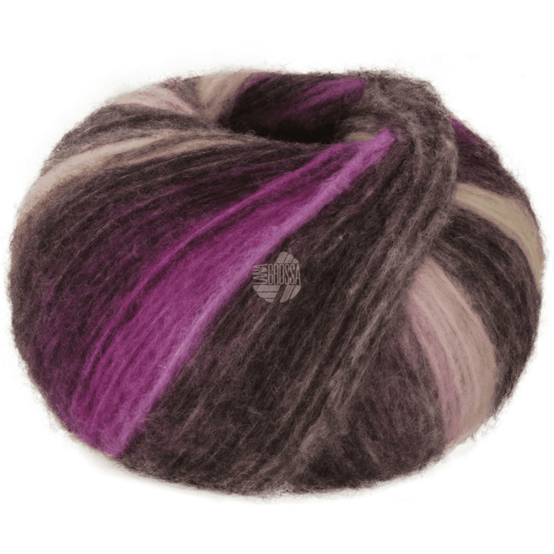 Lana Grossa Bomba 10 Orquídea/mora/beige grisáceo/verde grisáceo/gris oscuro
