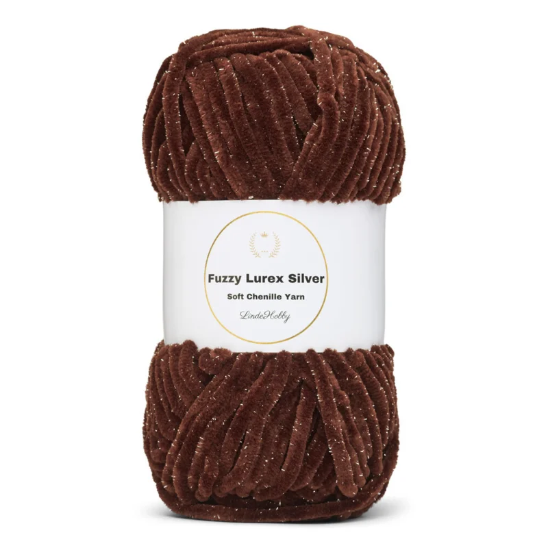 LindeHobby Fuzzy Chenille Silver Lurex 20 Café amargo