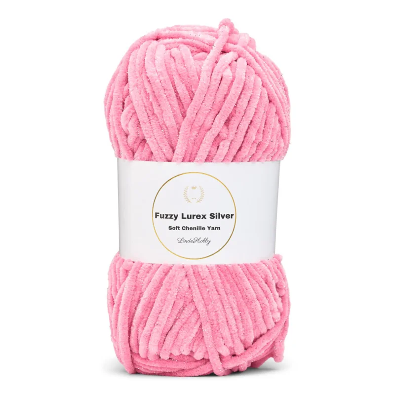 LindeHobby Fuzzy Chenille Silver Lurex 14 Rosa oscuro