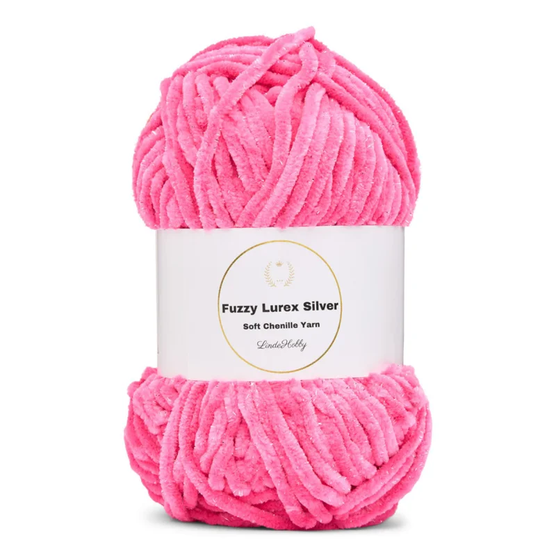 LindeHobby Fuzzy Chenille Silver Lurex 21 Rosa azúcar oscuro