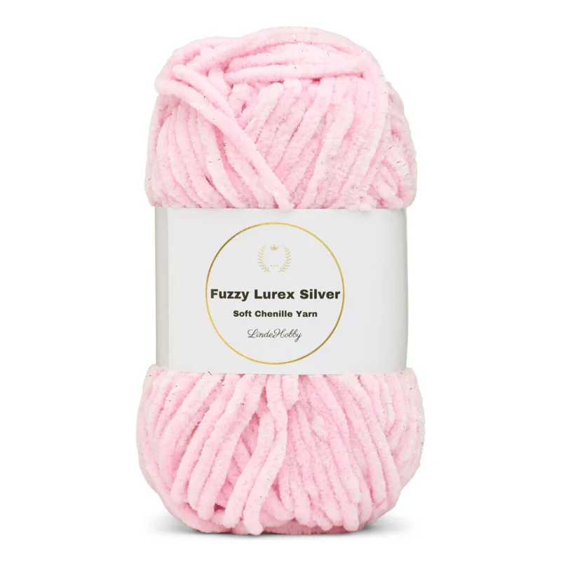 LindeHobby Fuzzy Chenille Silver Lurex 04 Rosa bebé (claro)