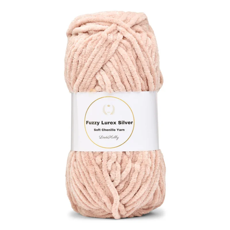 LindeHobby Fuzzy Chenille Silver Lurex 24 Beige rosado