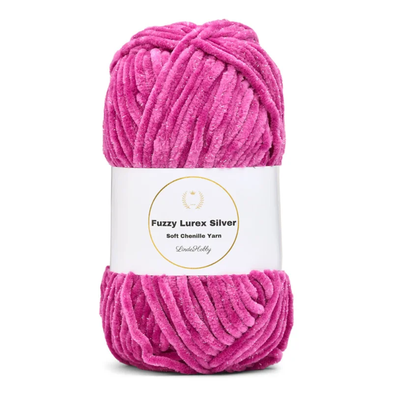 LindeHobby Fuzzy Chenille Silver Lurex 44 Fucsia claro
