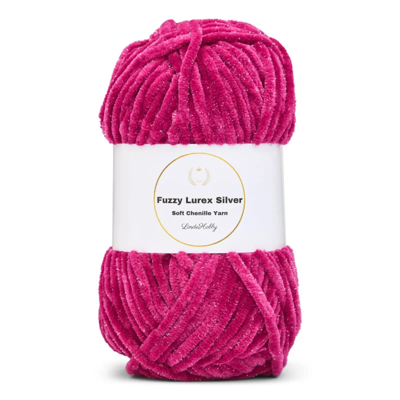 LindeHobby Fuzzy Chenille Silver Lurex 45 Fucsia oscuro