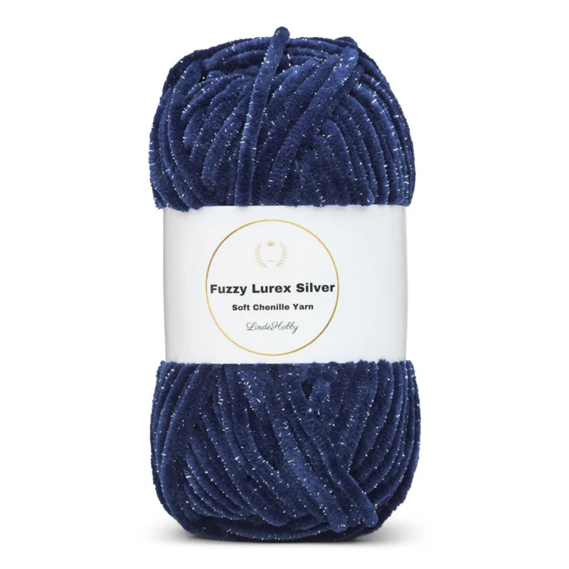 LindeHobby Fuzzy Chenille Silver Lurex 17 Azul marino