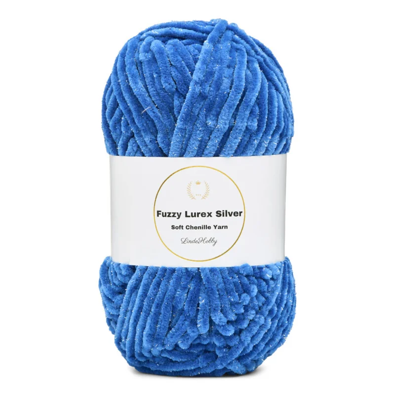 LindeHobby Fuzzy Chenille Silver Lurex 36 Azul
