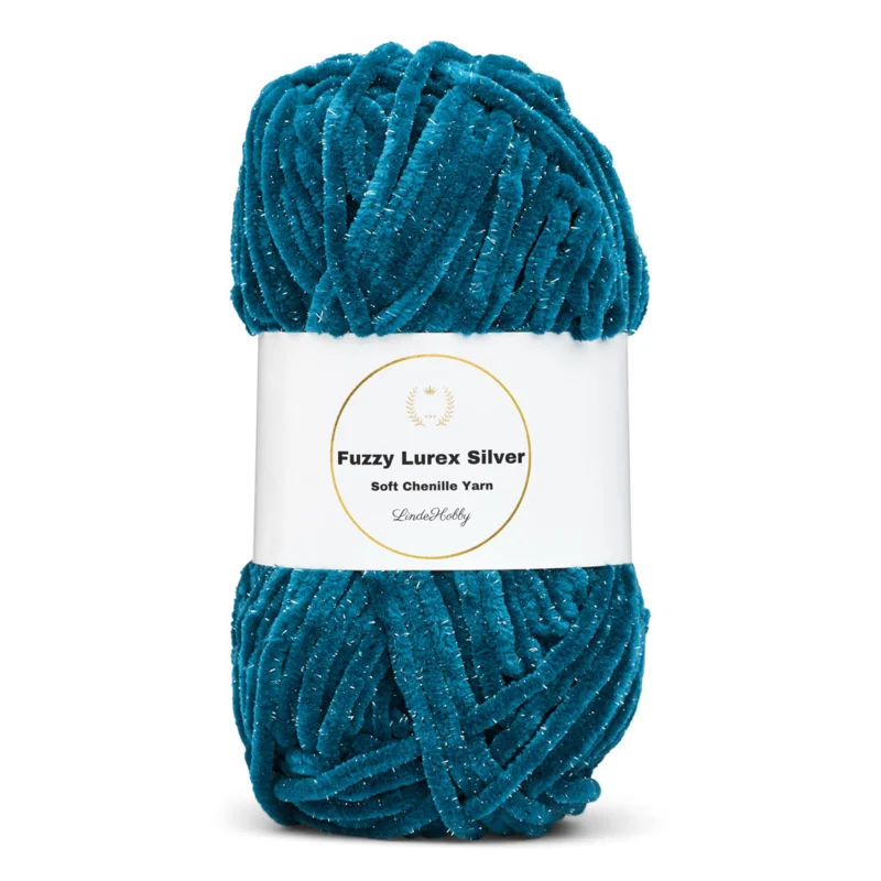 LindeHobby Fuzzy Chenille Silver Lurex 18 Verde petróleo / turquesa oscuro