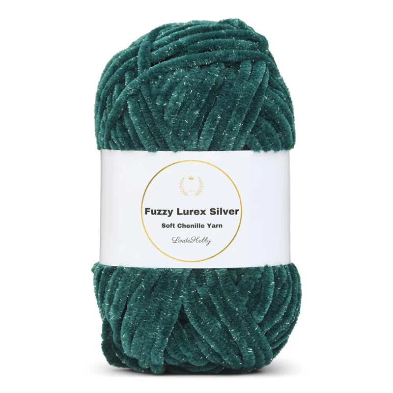LindeHobby Fuzzy Chenille Silver Lurex 28 Esmeralda