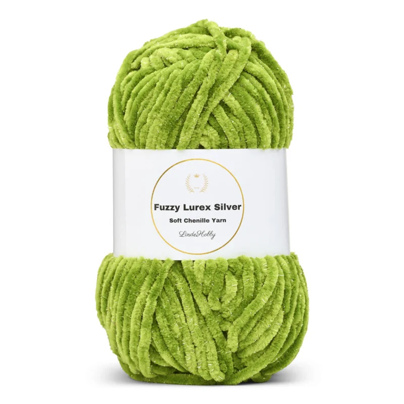 LindeHobby Fuzzy Chenille Silver Lurex 32 Verde pasto