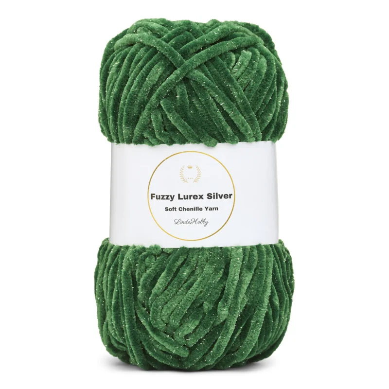 LindeHobby Fuzzy Chenille Silver Lurex 38 Verde