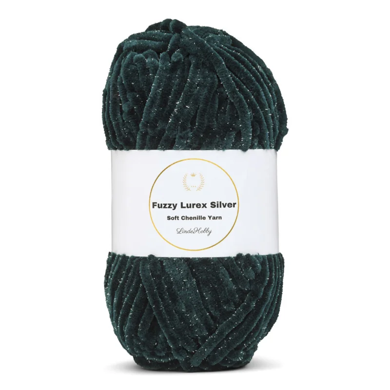 LindeHobby Fuzzy Chenille Silver Lurex 19 Verde oscuro nefelina
