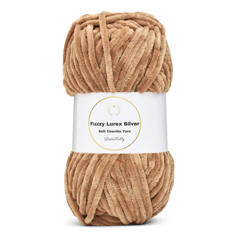 LindeHobby Fuzzy Chenille Silver Lurex 22 Nescafé