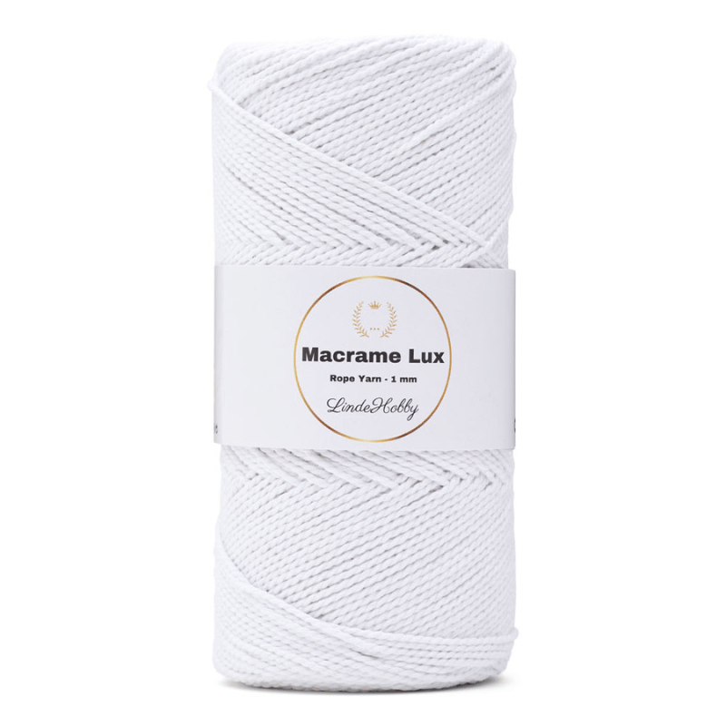 LindeHobby Macrame Lux, Cuerda de macramé, 1 mm 15 Blanco
