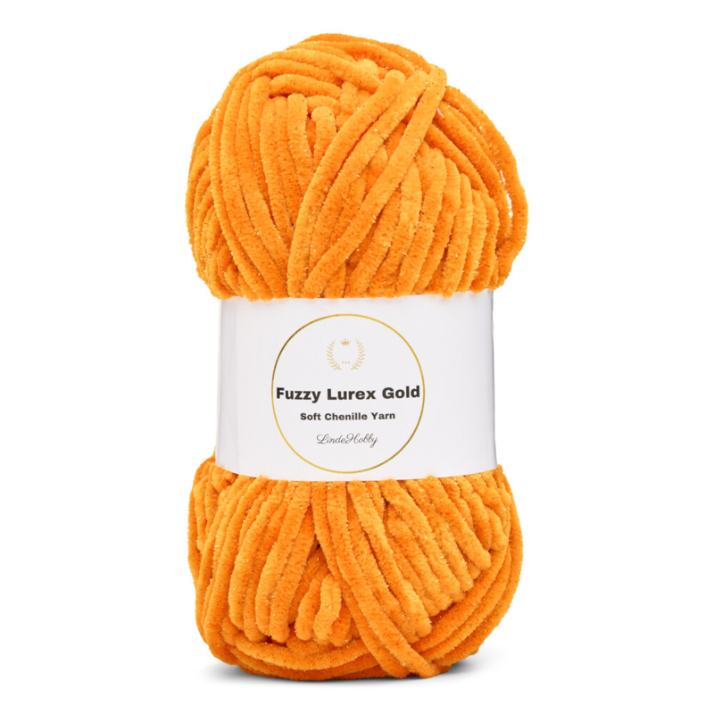LindeHobby Fuzzy Chenille Gold Lurex 37 Naranja