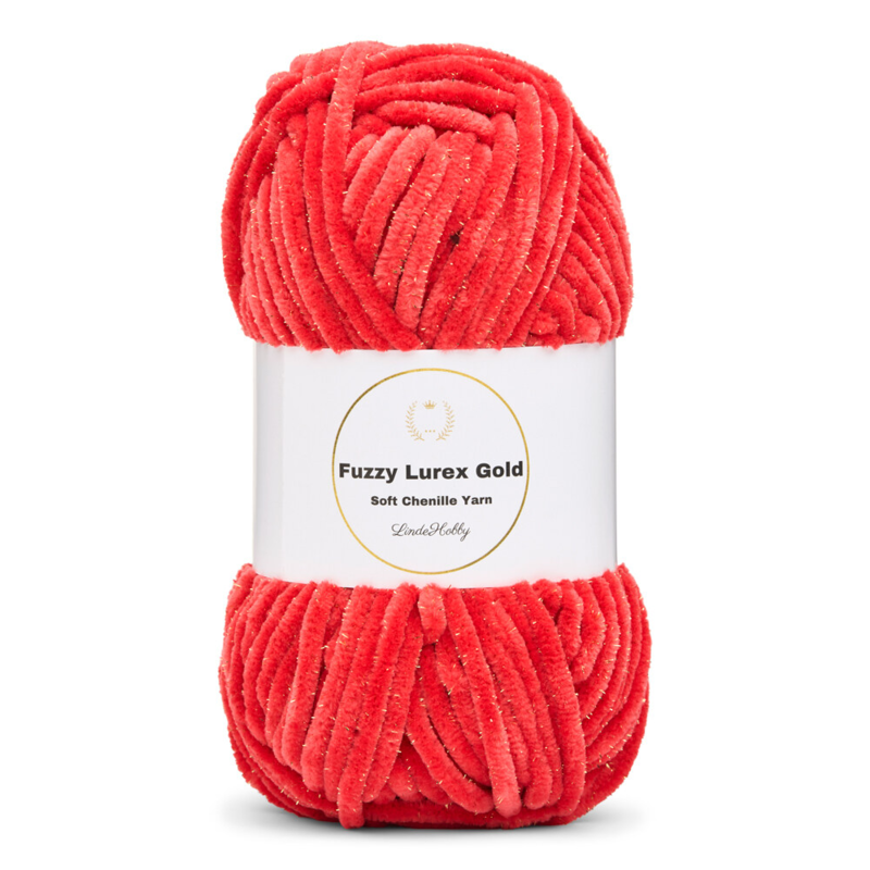 LindeHobby Fuzzy Chenille Gold Lurex 35 Coral