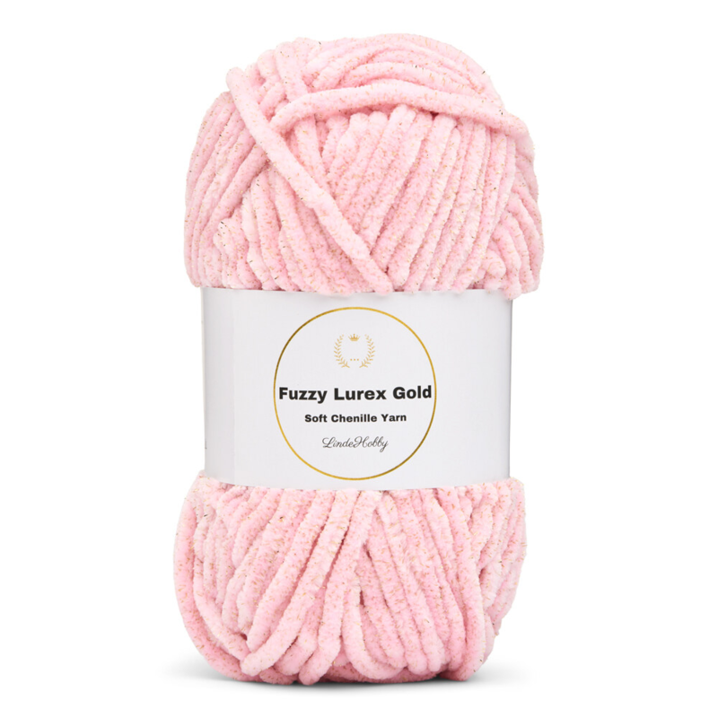 LindeHobby Fuzzy Chenille Gold Lurex 04 Rosa bebé (claro)