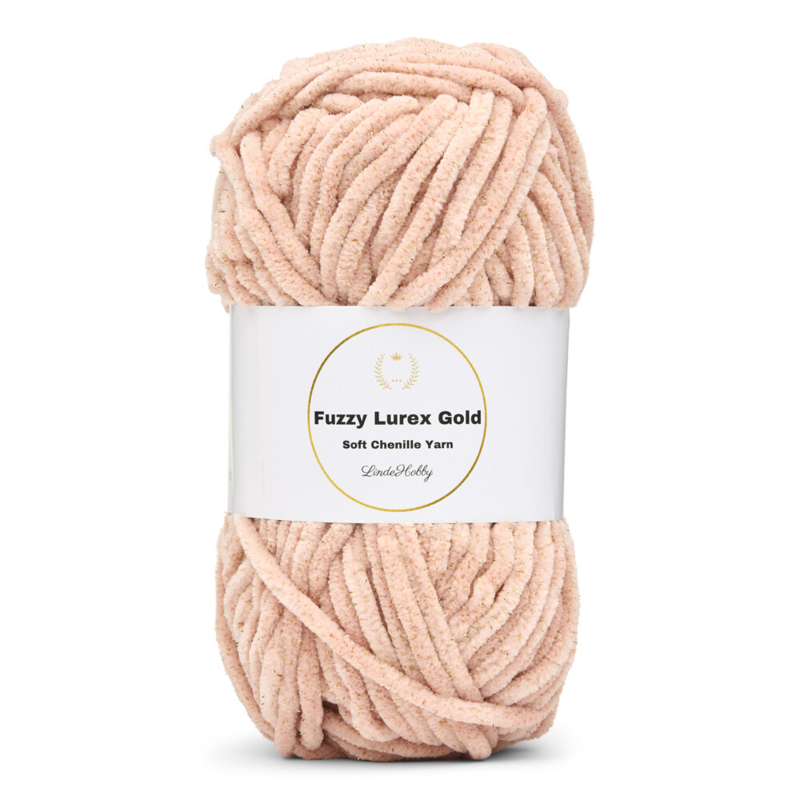 LindeHobby Fuzzy Chenille Gold Lurex 24 Beige rosado