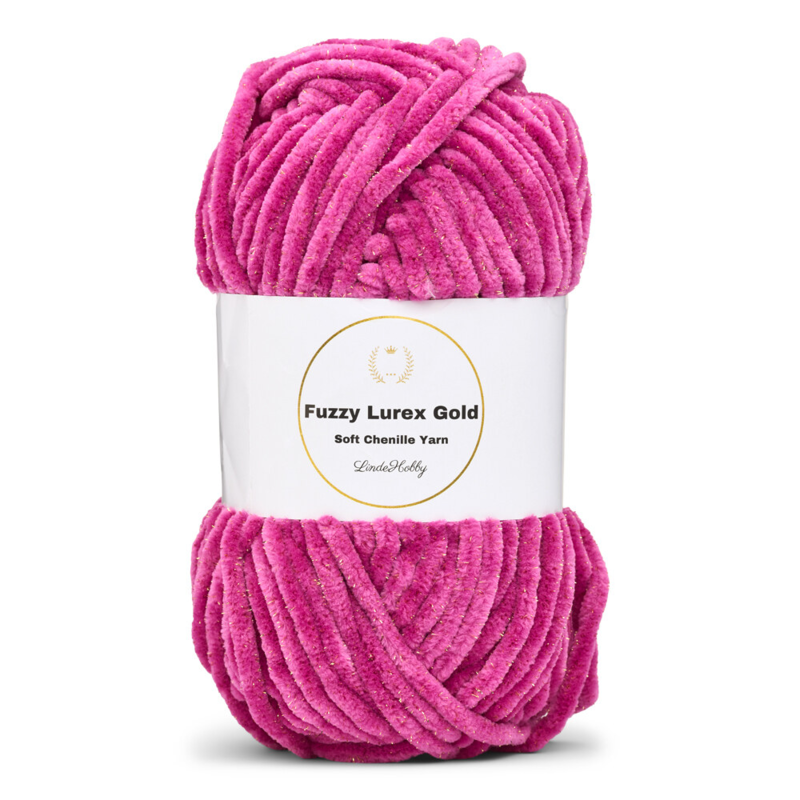 LindeHobby Fuzzy Chenille Gold Lurex 44 Fucsia claro