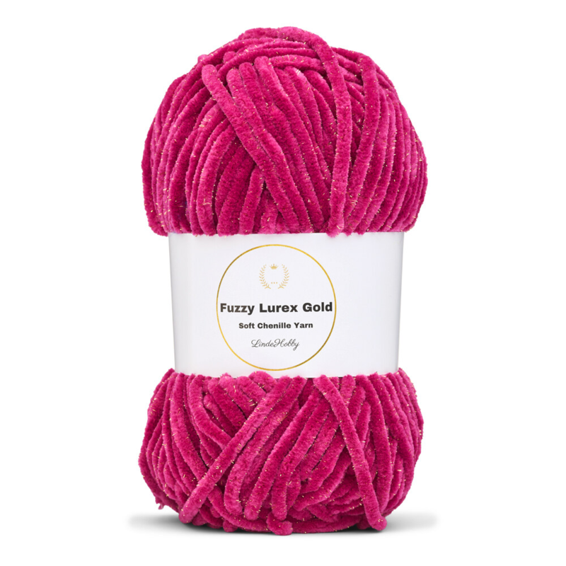 LindeHobby Fuzzy Chenille Gold Lurex 45 Fucsia oscuro