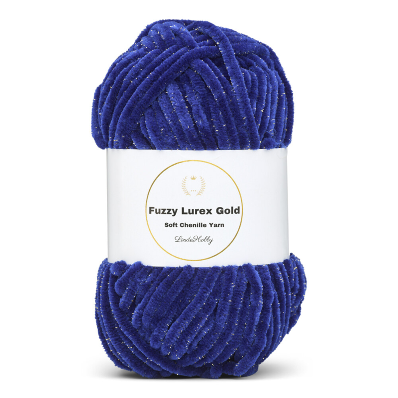 LindeHobby Fuzzy Chenille Gold Lurex 26 Azul zafiro