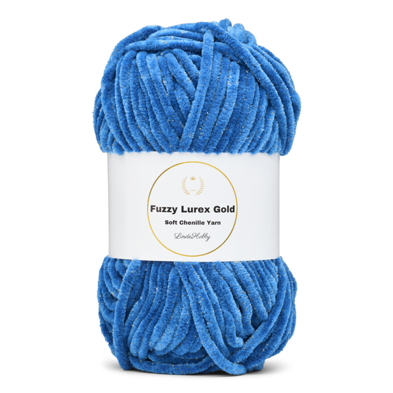 LindeHobby Fuzzy Chenille Gold Lurex 36 Azul