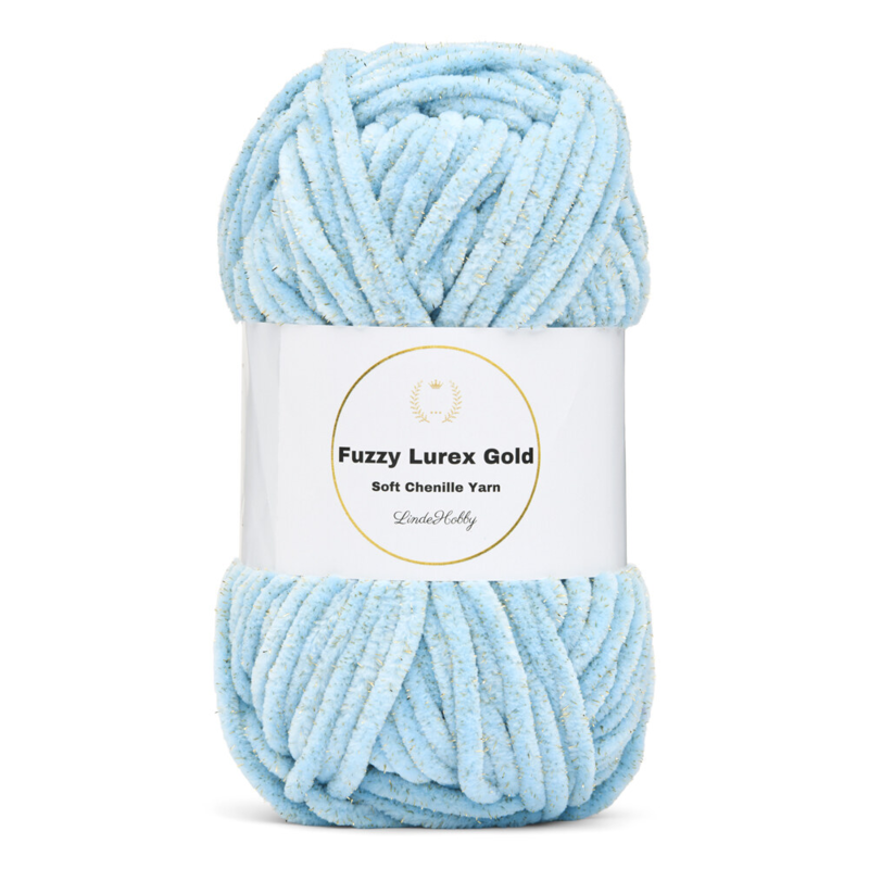 LindeHobby Fuzzy Chenille Gold Lurex 07 Azul bebé