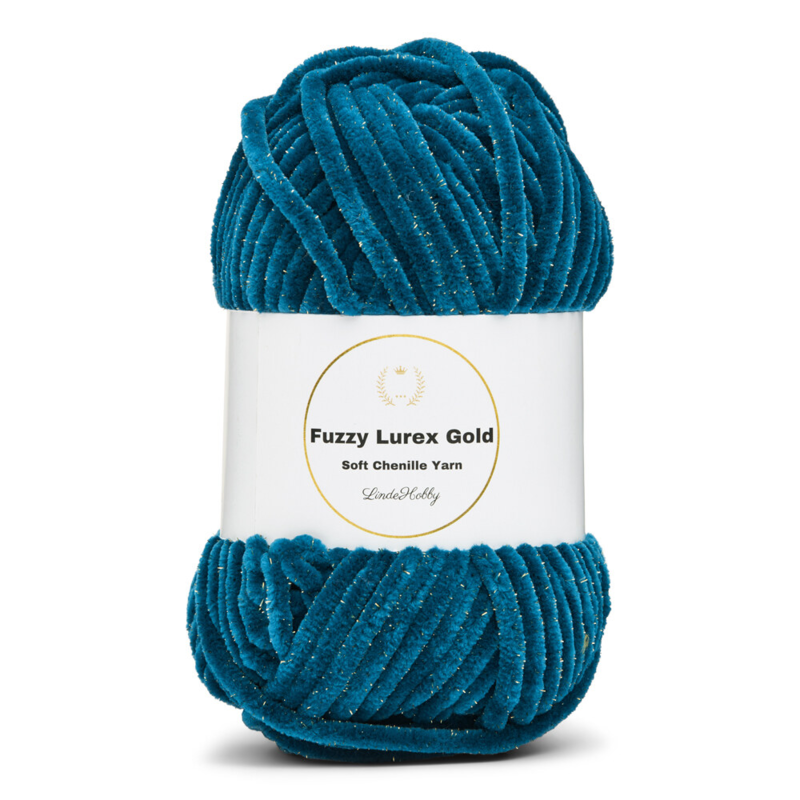 LindeHobby Fuzzy Chenille Gold Lurex 18 Verde petróleo / turquesa oscuro