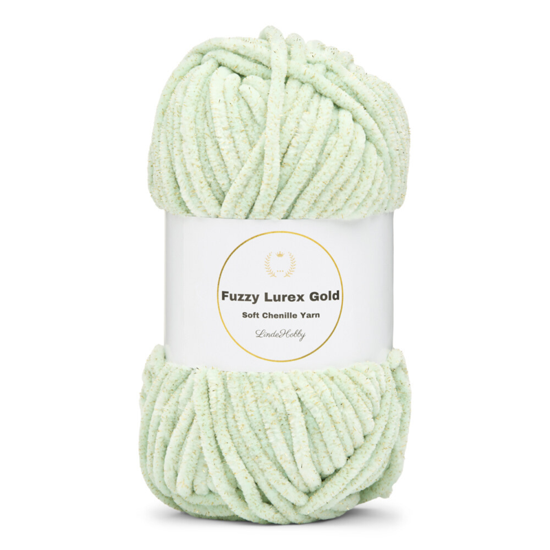 LindeHobby Fuzzy Chenille Gold Lurex 03 Verde menta